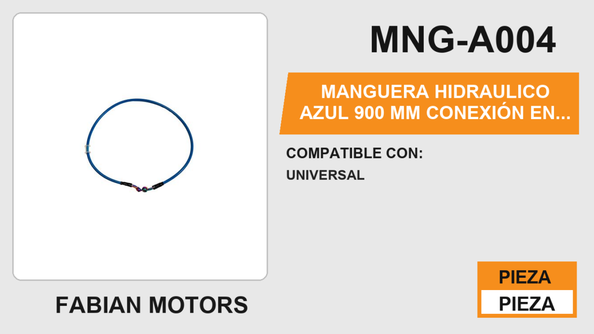 MANGUERA HIDRAULICO AZUL 900 mm CONEXIÓN EN TORNASOL
