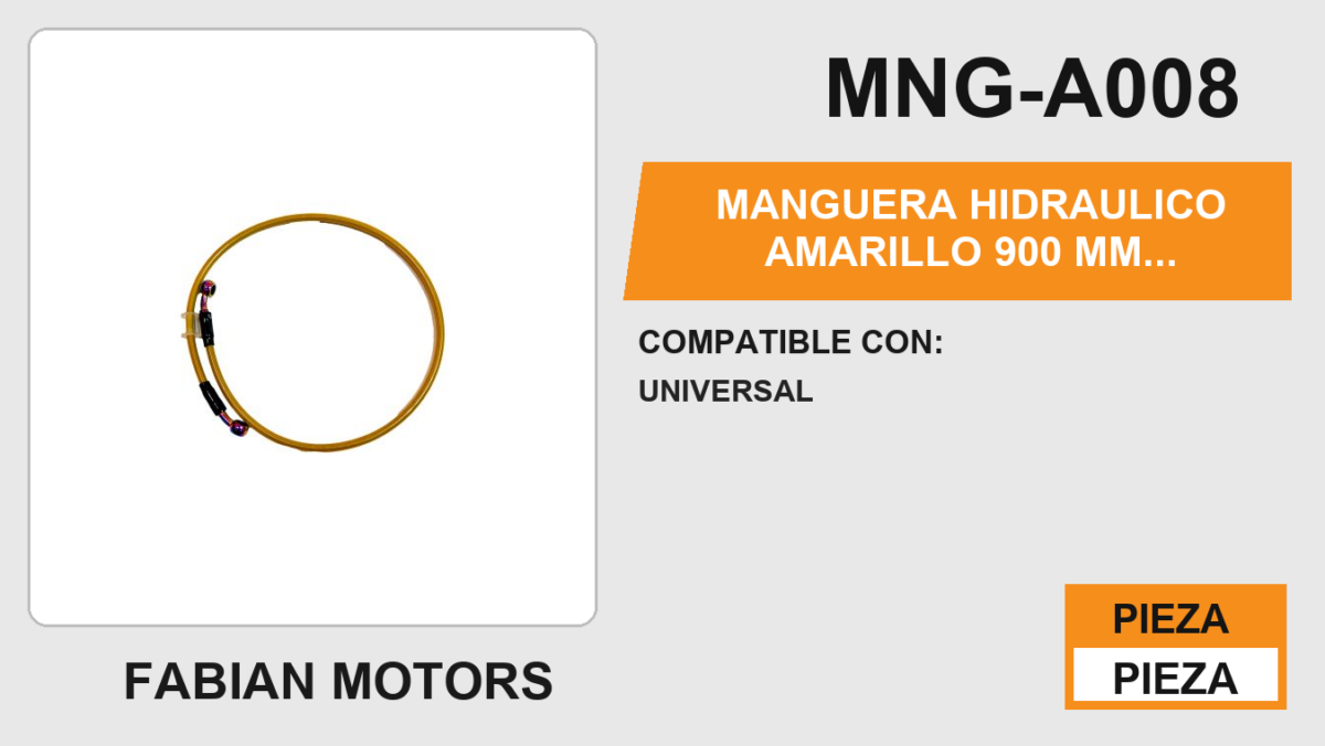 MANGUERA HIDRAULICO AMARILLO 900 mm CONEXIÓN EN TORNASOL