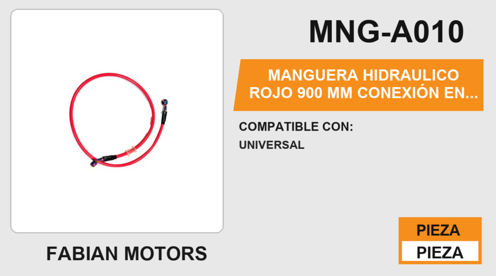MANGUERA HIDRAULICO ROJO 900 mm CONEXIÓN EN TORNASOL