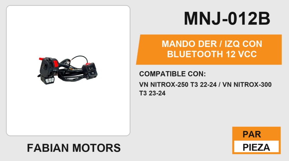 MANDO DER / IZQ CON BLUETOOTH 12Vcc