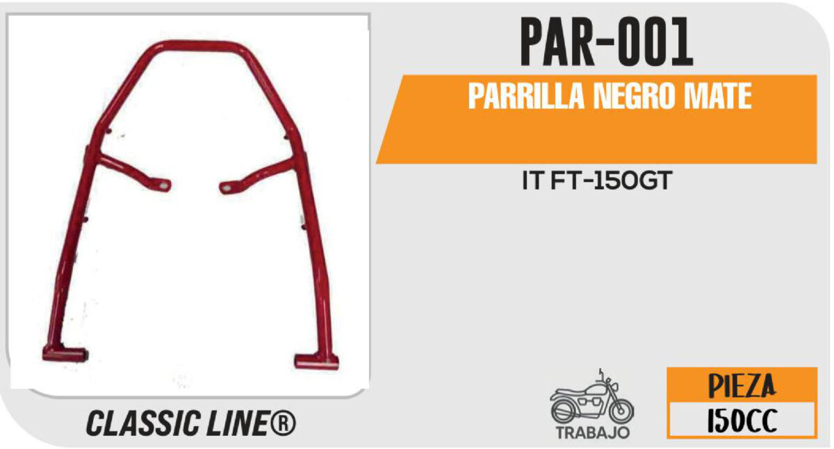 PARRILLA DE METAL TRASERA NEGRO MATE