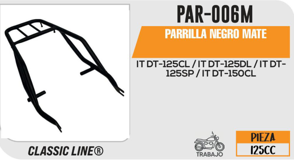 PARRILLA DE METAL TRASERA NEGRO MATE
