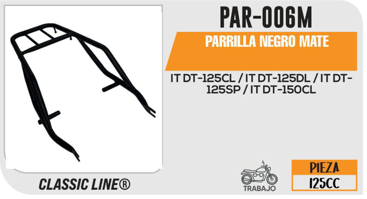 PARRILLA DE METAL TRASERA NEGRO MATE
