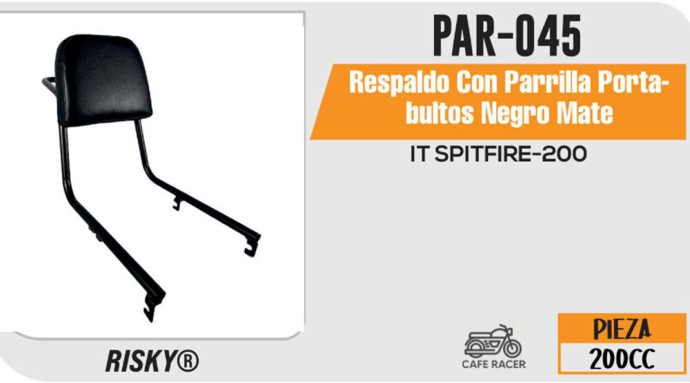 RESPALDO CON PARRILLA PORTABULTOS NEGRO MATE