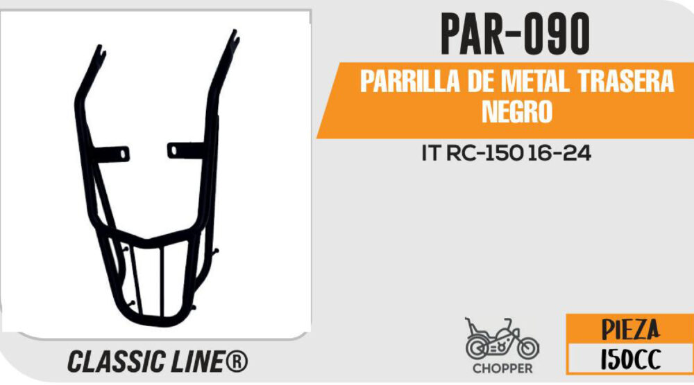 PARRILLA DE METAL TRASERA NEGRO