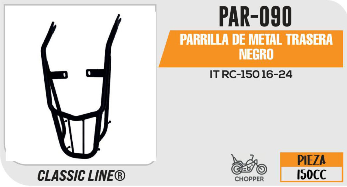 PARRILLA DE METAL TRASERA NEGRO