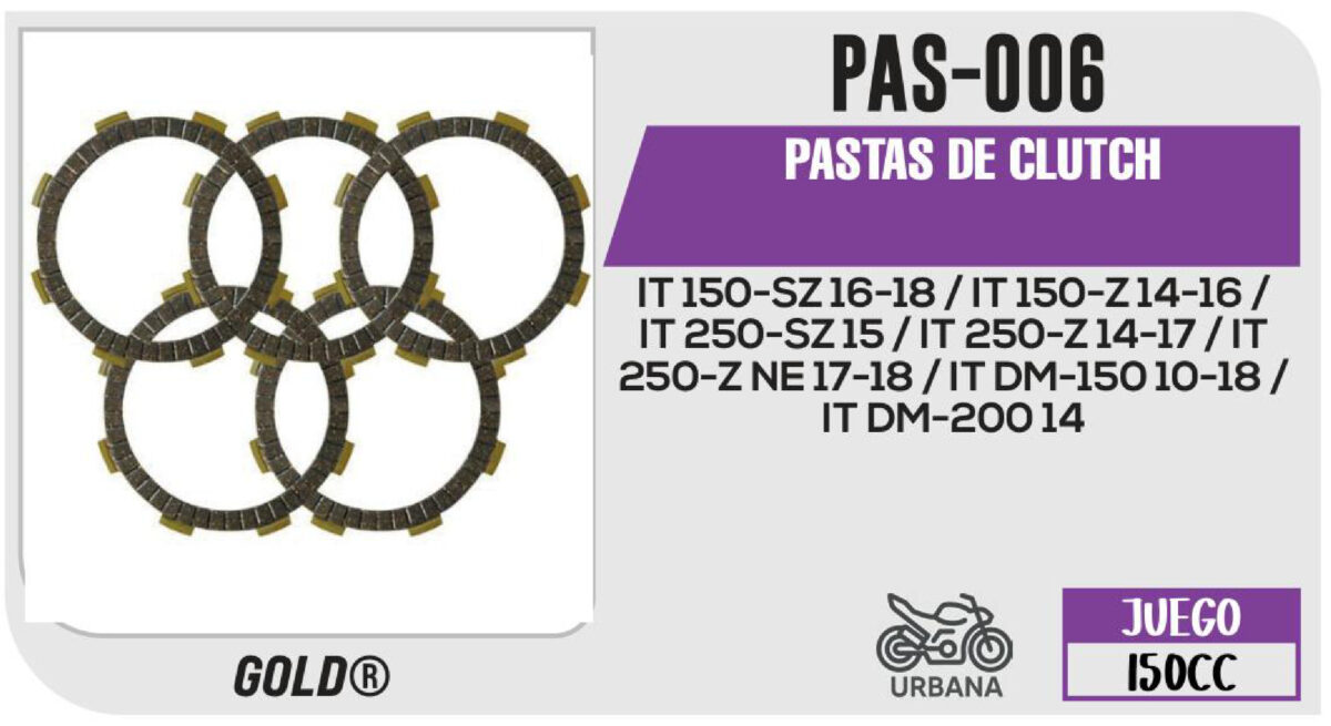 PASTAS DE CLUTCH A-LEVEL