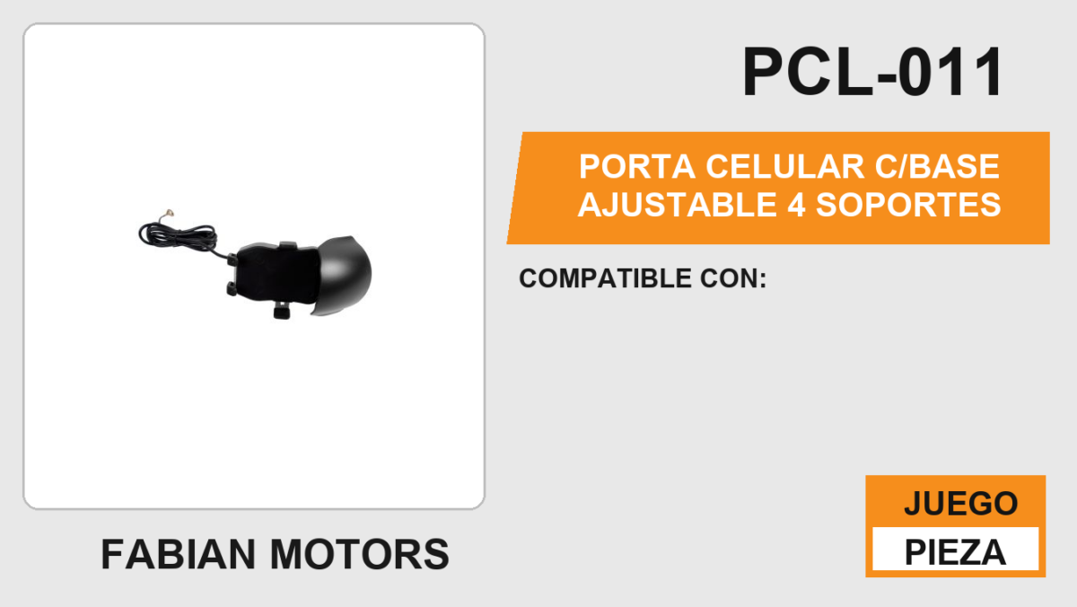 PORTA CELULAR C/BASE AJUSTABLE 4 SOPORTES PUESTO USB CON CARGA ENTRADA 12Vcc / SALIDA 5 Vcc / 3A / 15W CON CUBIERTA PROTECTORA