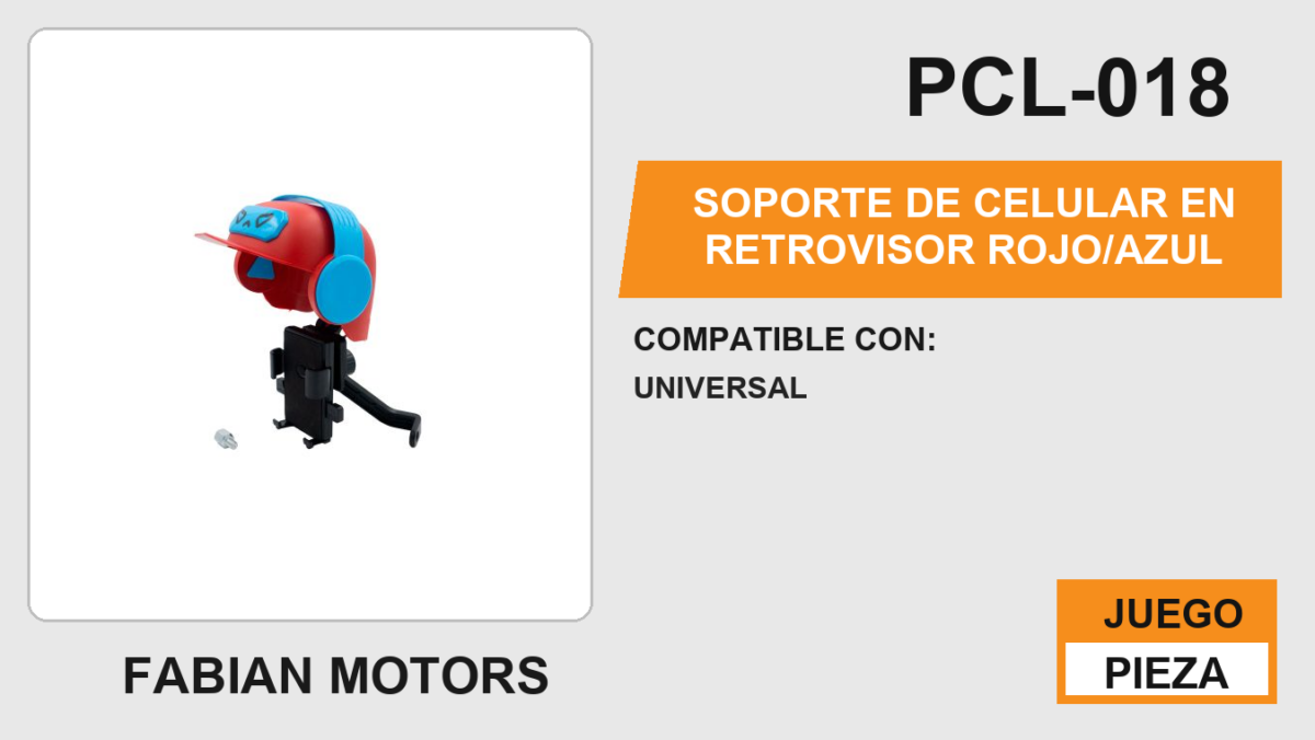 SOPORTE DE CELULAR EN RETROVISOR ROJO/AZUL