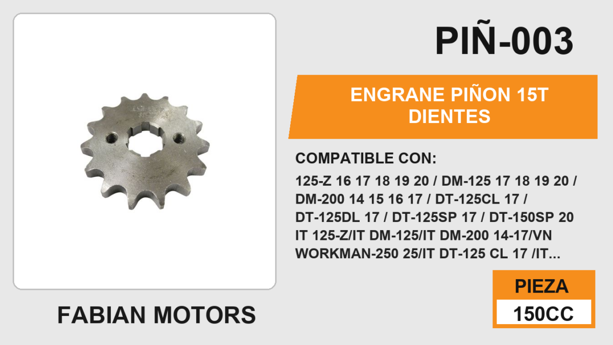 ENGRANE PIÑON 15T DIENTES