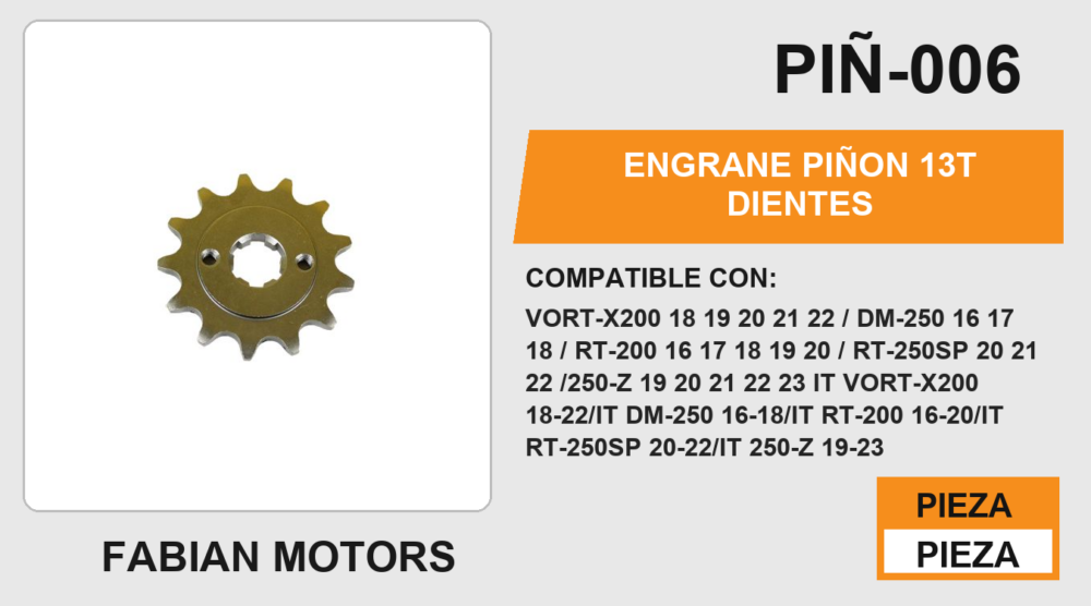 ENGRANE PIÑON 13T DIENTES
