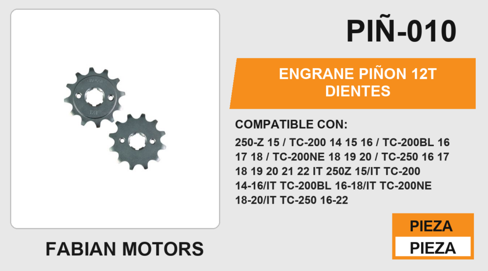 ENGRANE PIÑON 12T DIENTES