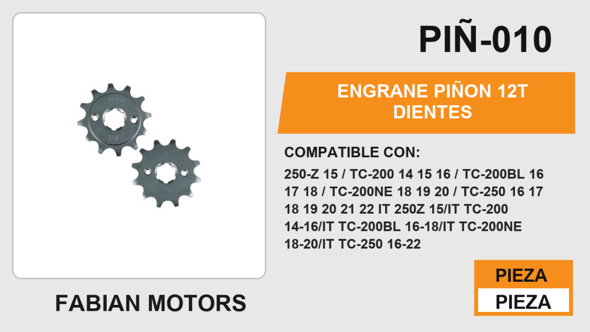 ENGRANE PIÑON 12T DIENTES
