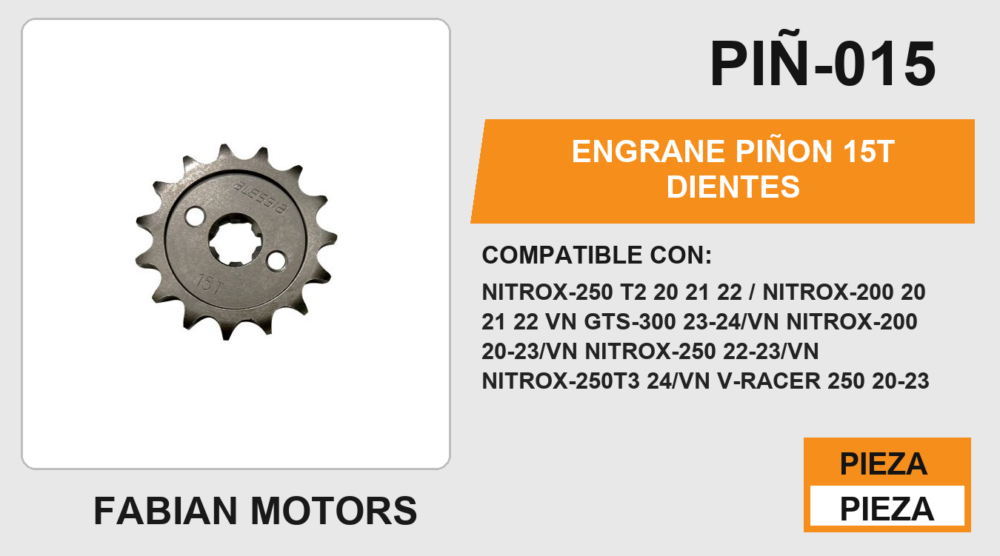 ENGRANE PIÑON 15T DIENTES