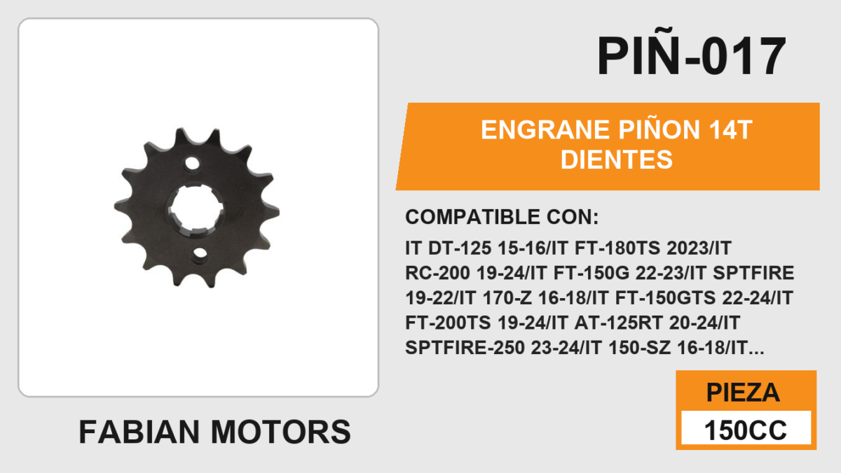 ENGRANE PIÑON 14T DIENTES