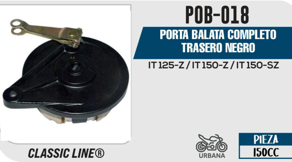 PORTA BALATA COMPLETO TRASERO NEGRO