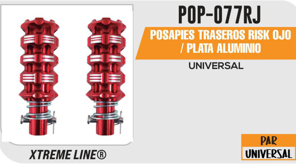 POSAPIES TRASEROS RISK ROJO / PLATA ALUMINIO