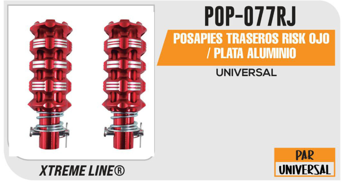 POSAPIES TRASEROS RISK ROJO / PLATA ALUMINIO