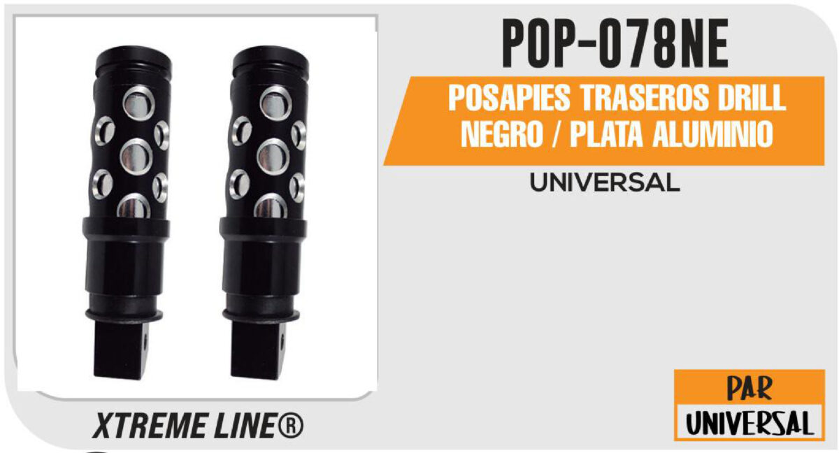 POSAPIES TRASEROS DRILL NEGRO / PLATA ALUMINIO