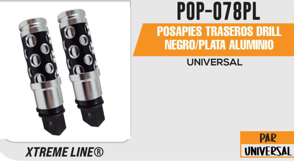 POSAPIES TRASEROS DRILL NEGRO / PLATA ALUMINIO