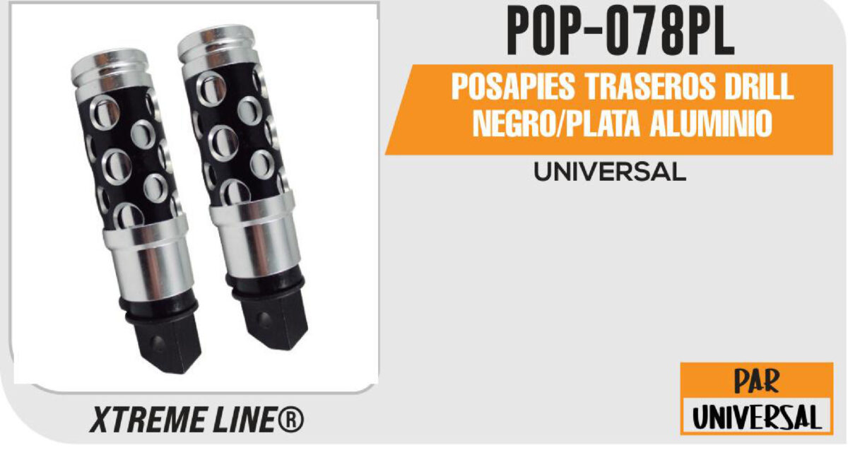 POSAPIES TRASEROS DRILL NEGRO / PLATA ALUMINIO
