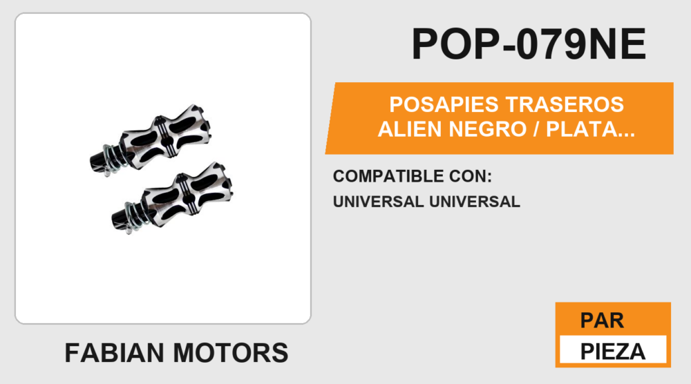 POSAPIES TRASEROS ALIEN NEGRO / PLATA ALUMINIO
