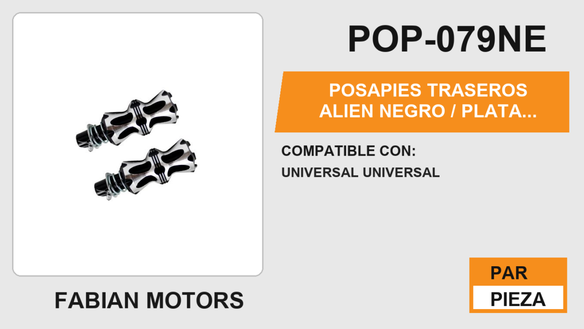 POSAPIES TRASEROS ALIEN NEGRO / PLATA ALUMINIO