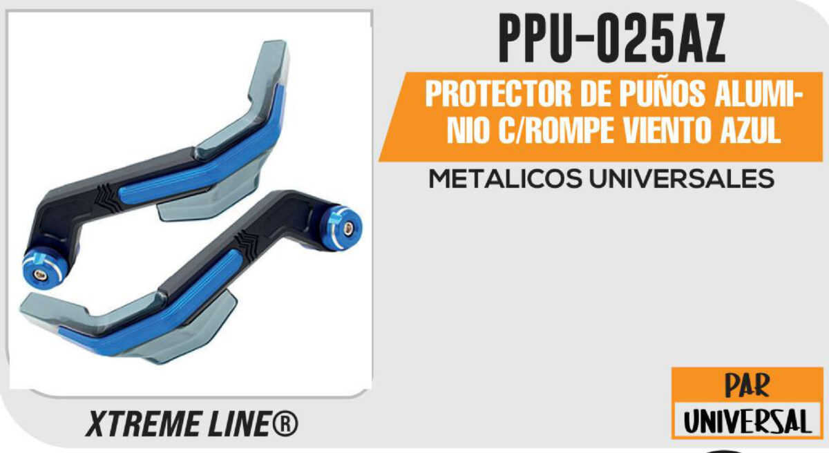 PROTECTOR DE PUÑOS ALUMINIO C/ROMPE VIENTO AZUL
