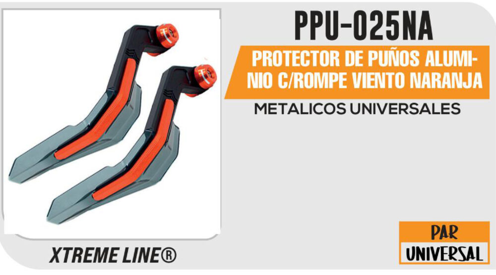 PROTECTOR DE PUÑOS ALUMINIO C/ROMPE VIENTO NARANJA