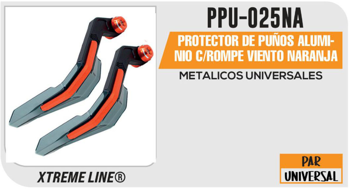 PROTECTOR DE PUÑOS ALUMINIO C/ROMPE VIENTO NARANJA