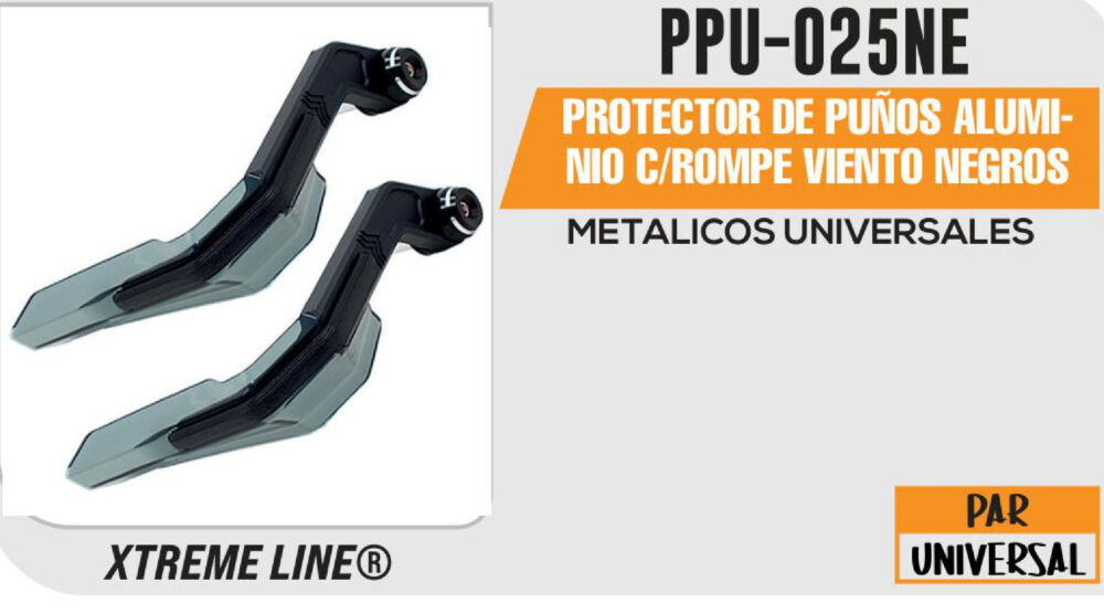 PROTECTOR DE PUÑOS ALUMINIO C/ROMPE VIENTO NEGROS