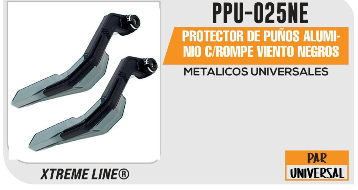 PROTECTOR DE PUÑOS ALUMINIO C/ROMPE VIENTO NEGROS