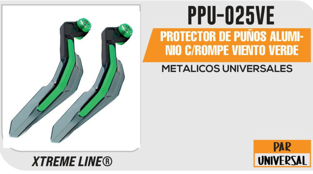 PROTECTOR DE PUÑOS ALUMINIO C/ROMPE VIENTO VERDE