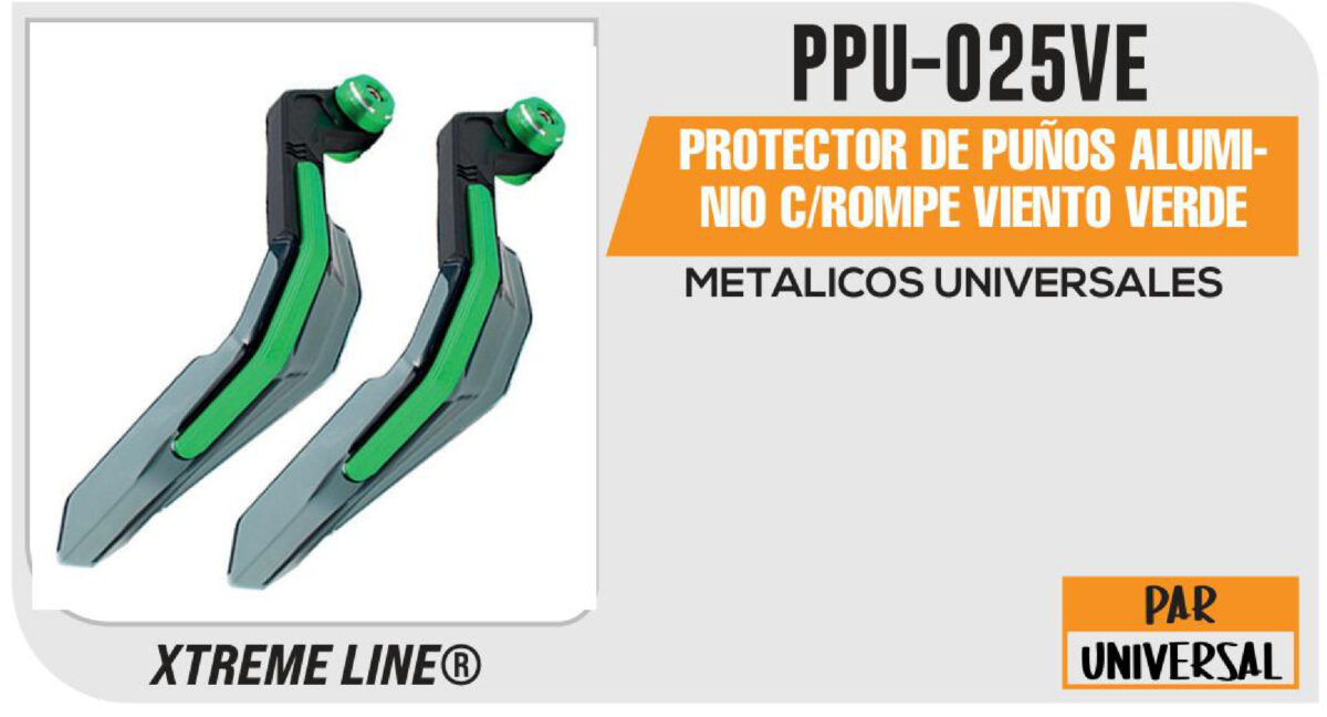 PROTECTOR DE PUÑOS ALUMINIO C/ROMPE VIENTO VERDE
