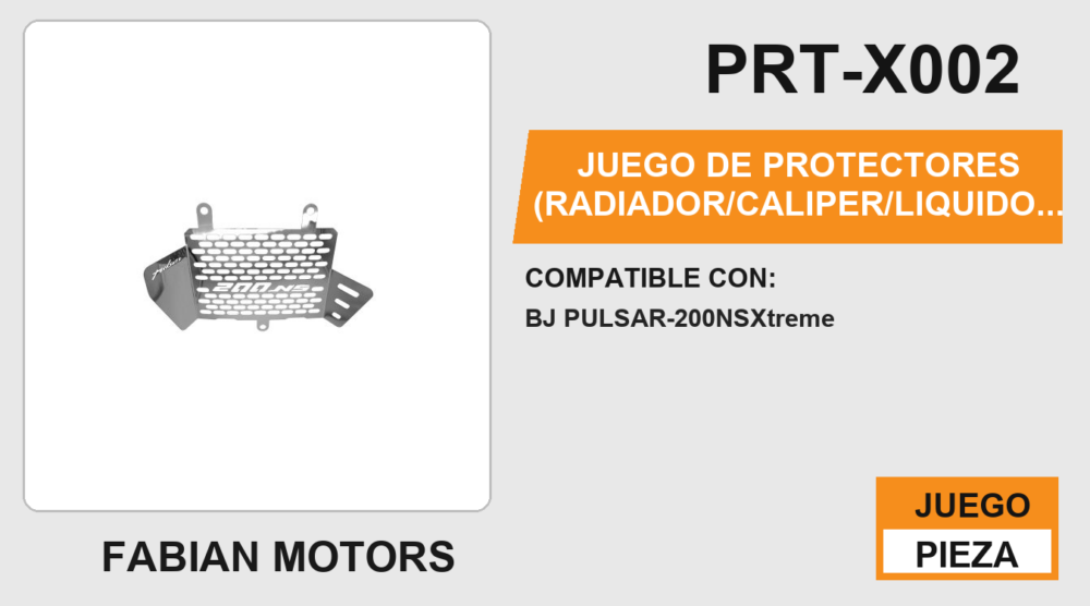 JUEGO DE PROTECTORES (RADIADOR, CALIPER, LIQUIDO DE FRENO,TAPON DE TANQUE) ACERO INOXIDABLE