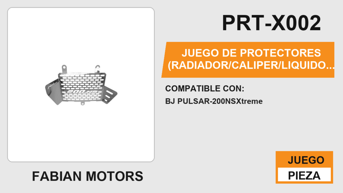 JUEGO DE PROTECTORES (RADIADOR, CALIPER, LIQUIDO DE FRENO,TAPON DE TANQUE) ACERO INOXIDABLE