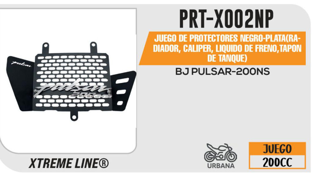 JUEGO DE PROTECTORES NEGRO-PLATA(RADIADOR, CALIPER, LIQUIDO DE FRENO,TAPON DE TANQUE) ACERO INOXIDABLE