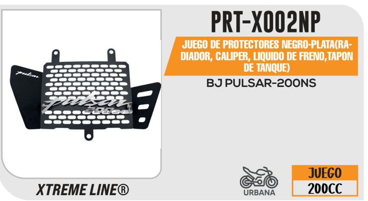 JUEGO DE PROTECTORES NEGRO-PLATA(RADIADOR, CALIPER, LIQUIDO DE FRENO,TAPON DE TANQUE) ACERO INOXIDABLE