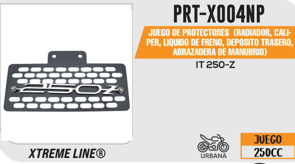 JUEGO DE PROTECTORES (RADIADOR, CALIPER, LIQUIDO DE FRENO, DEPOSITO TRASERO, ABRAZADERA DE MANUBRIO) ACERO INOXIDABLE