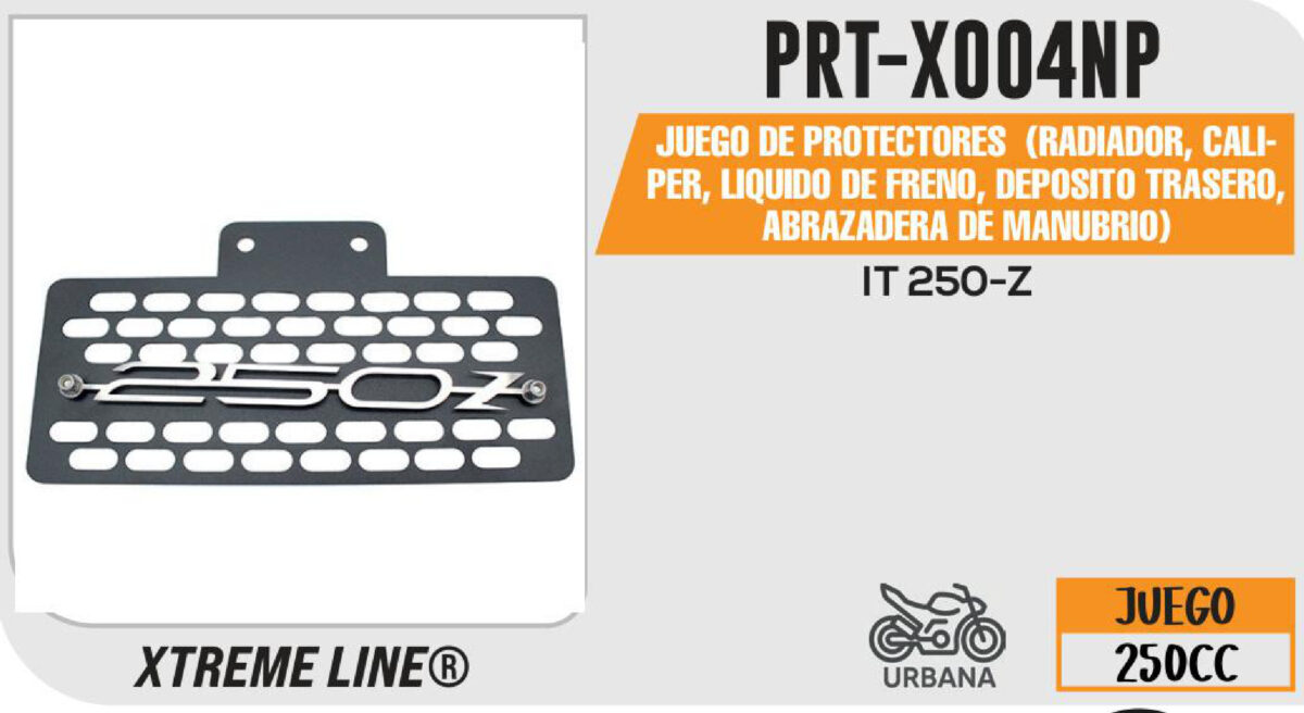 JUEGO DE PROTECTORES (RADIADOR, CALIPER, LIQUIDO DE FRENO, DEPOSITO TRASERO, ABRAZADERA DE MANUBRIO) ACERO INOXIDABLE
