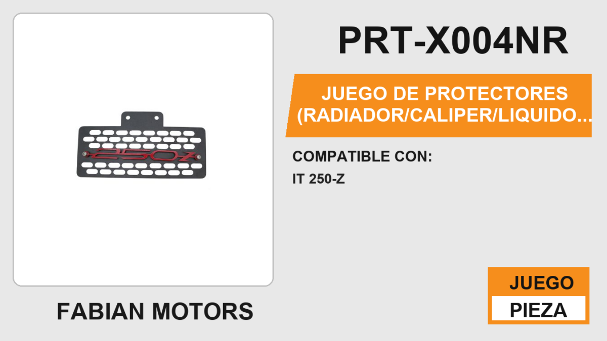 JUEGO DE PROTECTORES (RADIADOR, CALIPER, LIQUIDO DE FRENO, DEPOSITO TRASERO, ABRAZADERA DE MANUBRIO) ACERO INOXIDABLE
