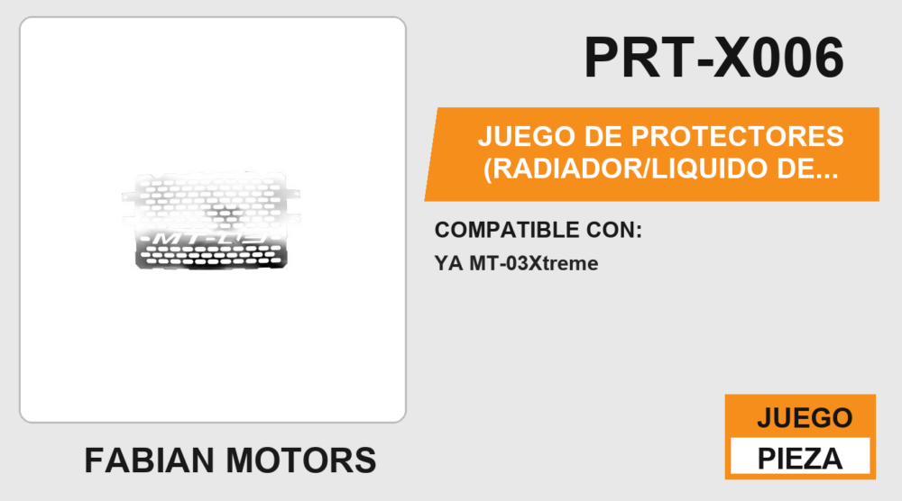 JUEGO DE PROTECTORES (RADIADOR, LIQUIDO DE FRENO, ABRAZADERA DE MANUBRIO, CALIPER) ACERO INOXIDABLE