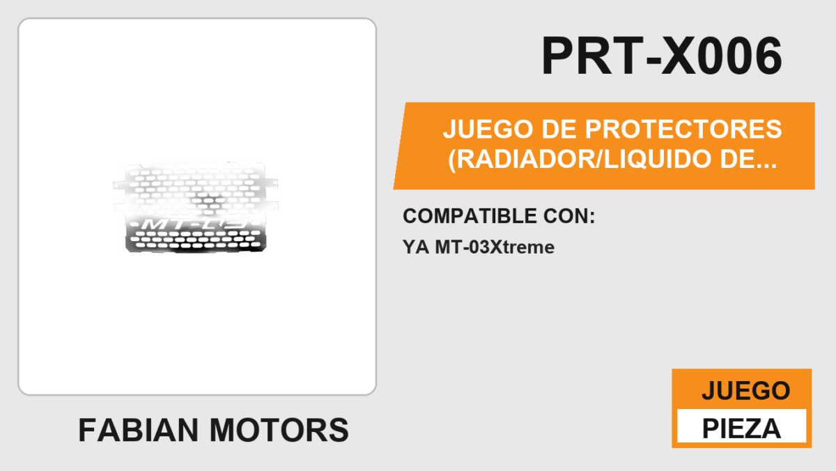JUEGO DE PROTECTORES (RADIADOR, LIQUIDO DE FRENO, ABRAZADERA DE MANUBRIO, CALIPER) ACERO INOXIDABLE