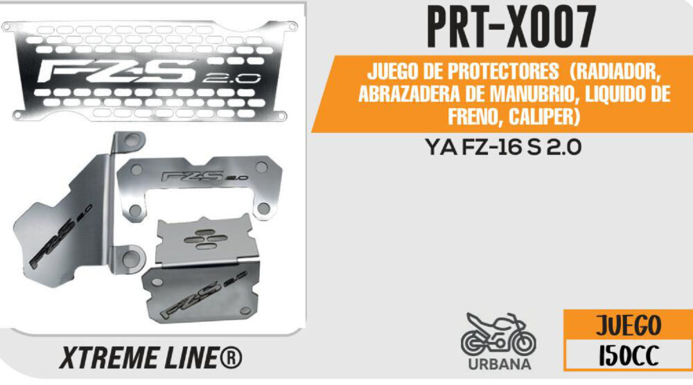 JUEGO DE PROTECTORES (RADIADOR, ABRAZADERA DE MANUBRIO, LIQUIDO DE FRENO, CALIPER) ACERO INOXIDABLE
