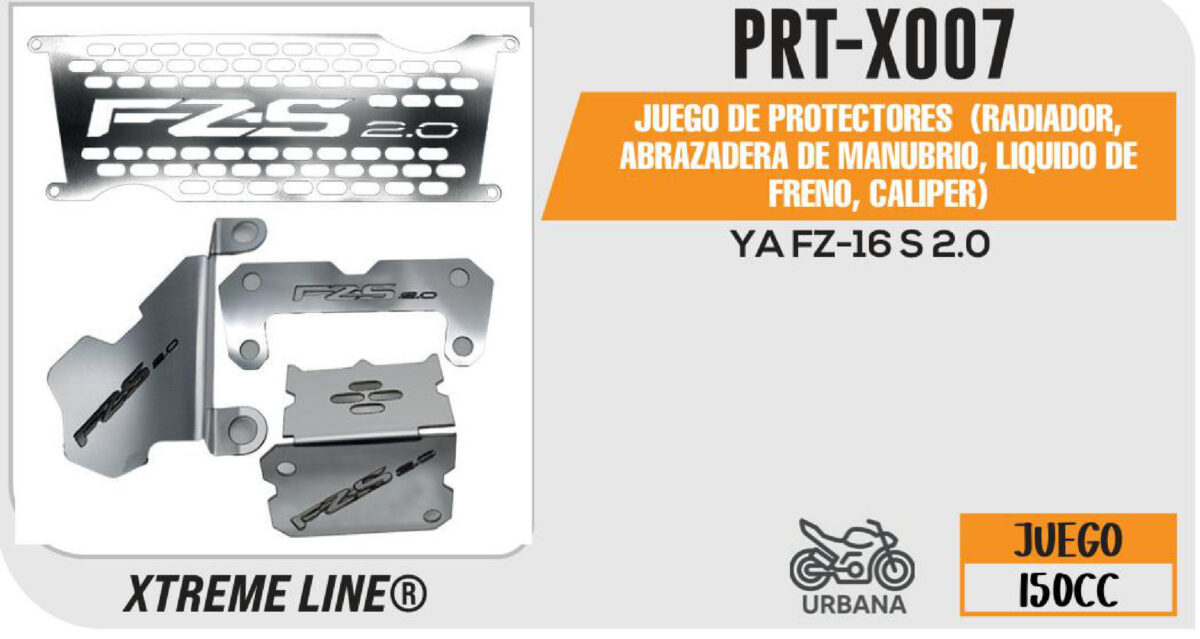 JUEGO DE PROTECTORES (RADIADOR, ABRAZADERA DE MANUBRIO, LIQUIDO DE FRENO, CALIPER) ACERO INOXIDABLE