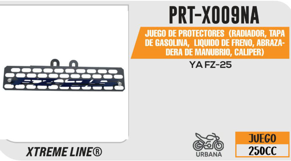 JUEGO DE PROTECTORES (RADIADOR, TAPA DE GASOLINA, LIQUIDO DE FRENO, ABRAZADERA DE MANUBRIO, CALIPER)YA FZ-25 ACERO INOXIDABLE