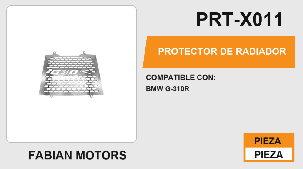 PROTECTOR DE RADIADOR ACERO INOXIDABLE