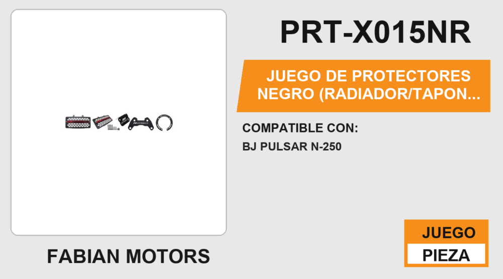 JUEGO DE PROTECTORES NEGRO (RADIADOR, TAPON DE GASOLINA, LIQUIDO DE FRENO, ABRAZADERA DE MANUBRIO) ACERO INOXIDABLE
