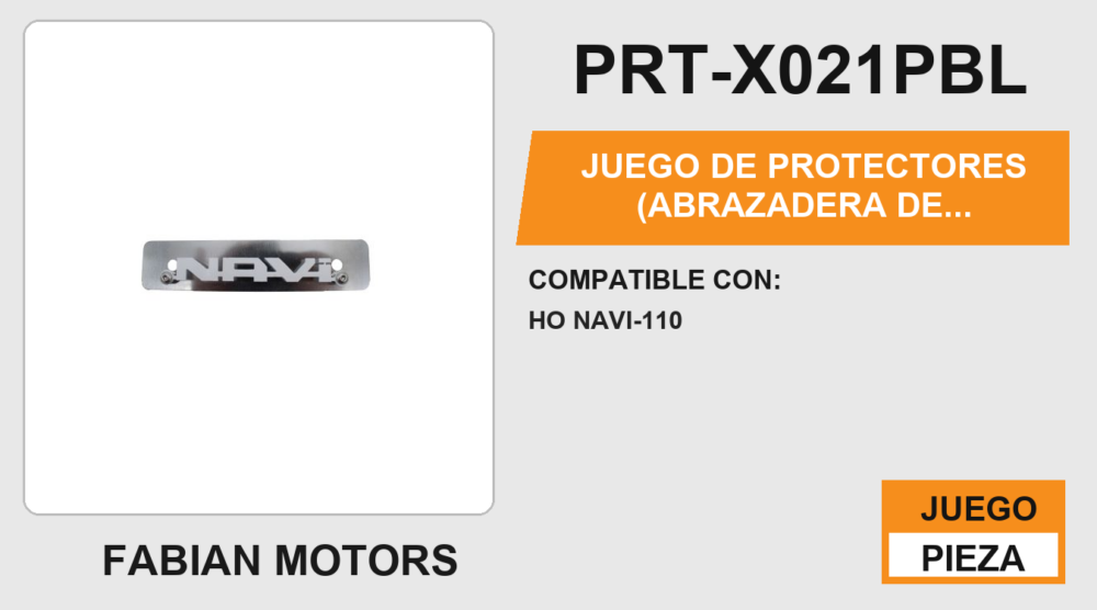 JUEGO DE PROTECTORES (ABRAZADERA DE MANUBRIO, CUPULA, ESCAPE, PORTA PLACA) ACERO INOXIDABLE