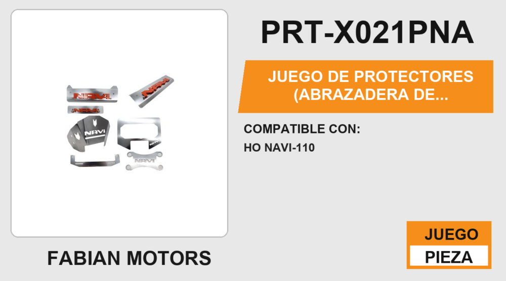 JUEGO DE PROTECTORES (ABRAZADERA DE MANUBRIO, CUPULA, ESCAPE, PORTA PLACA) ACERO INOXIDABLE
